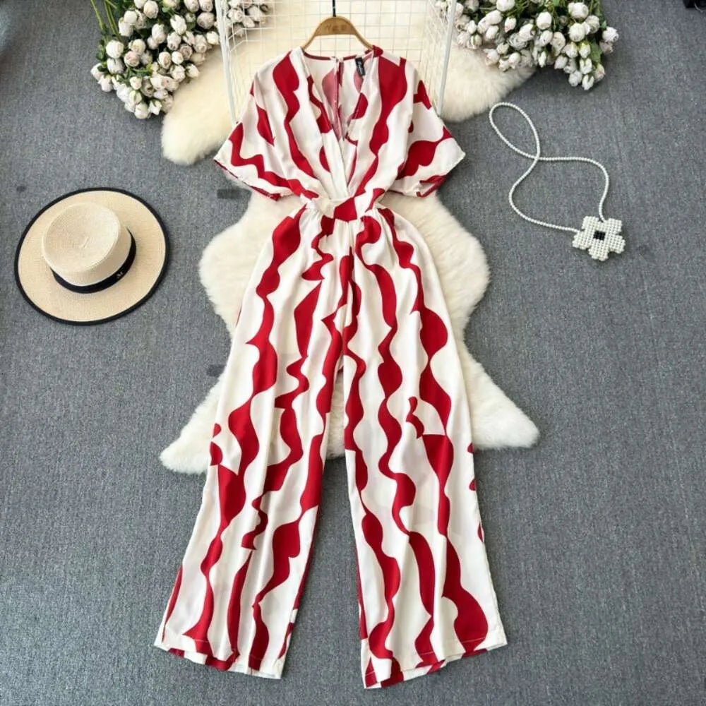 White And Red Leriya Printed Jumpsuit