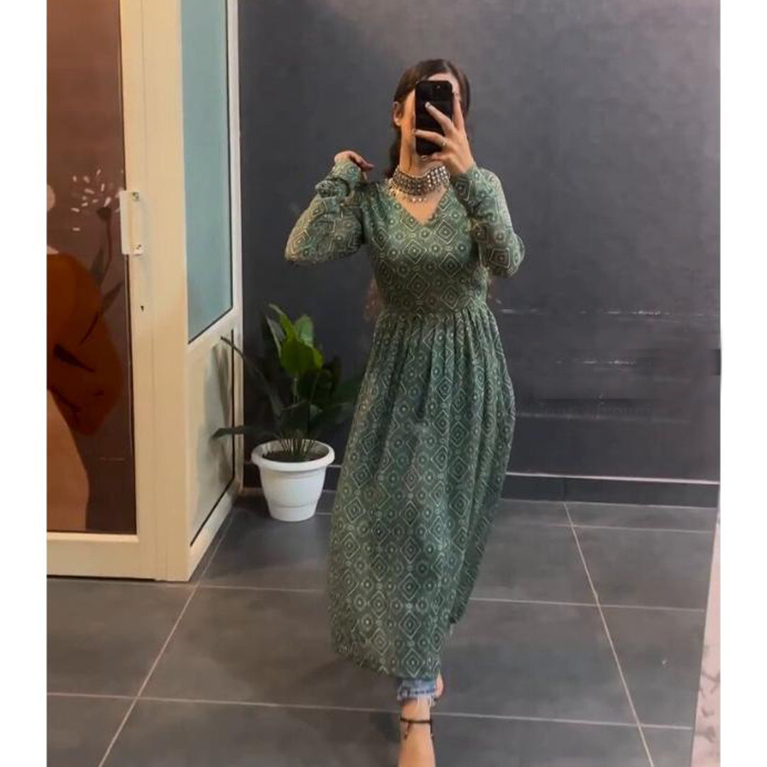 Light Green Printed Nyra Cut Kurti