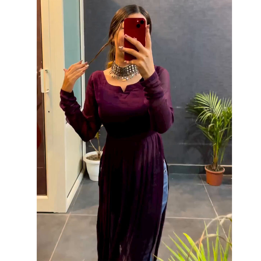 Purple Plain Designer Nyra Cut Kurtis