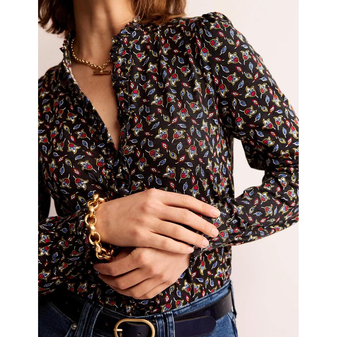 Black And Red Printed Women Shirt