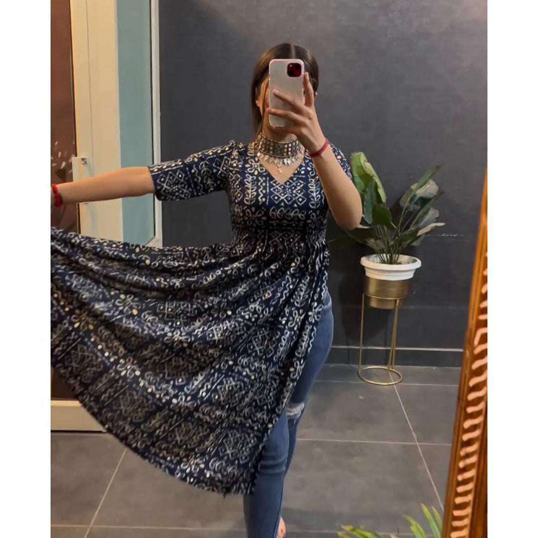 Blue Shimmer Nyra Cut Kurti