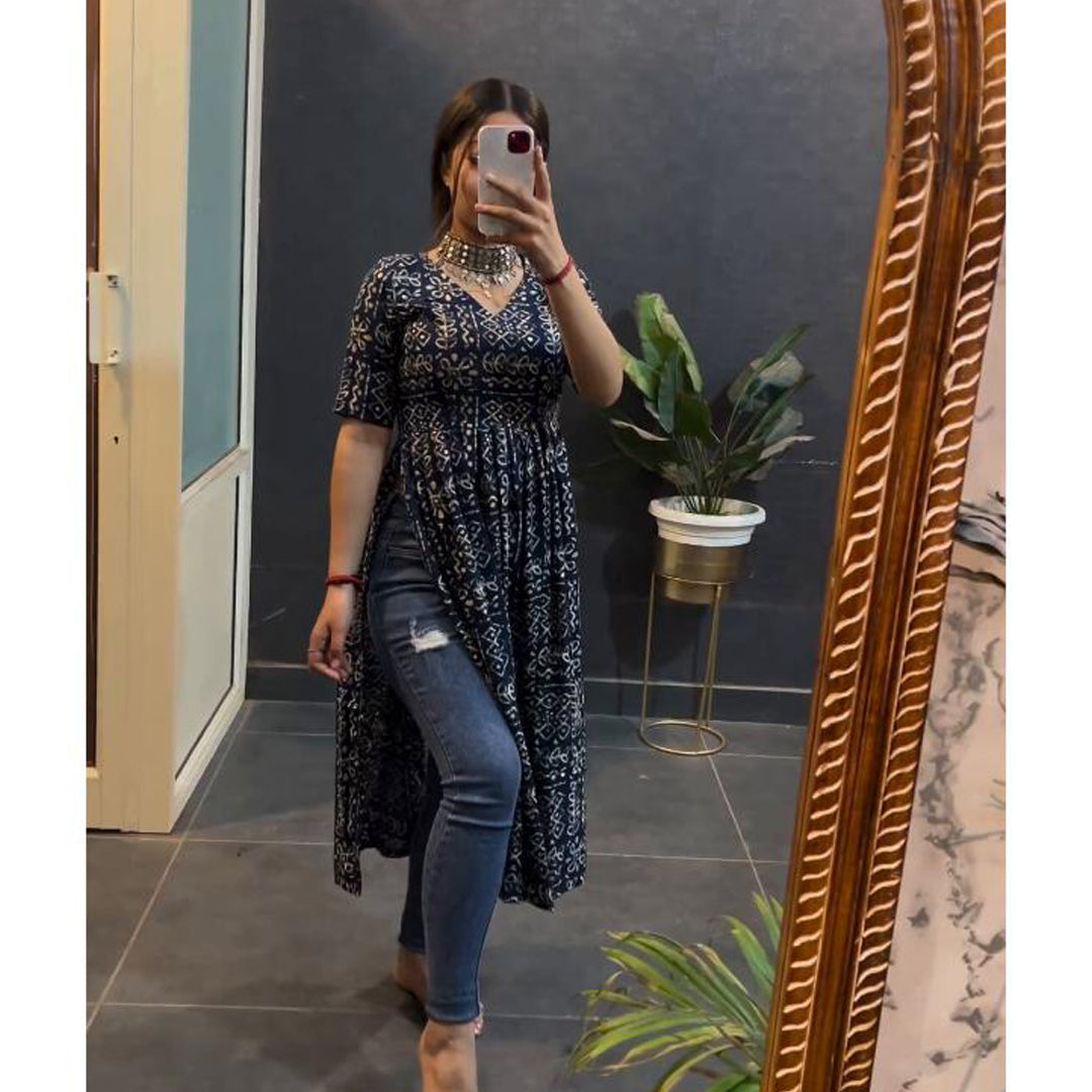 Blue Shimmer Nyra Cut Kurti