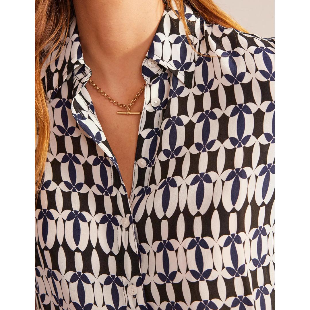 Gray And White Printed Women Shirt