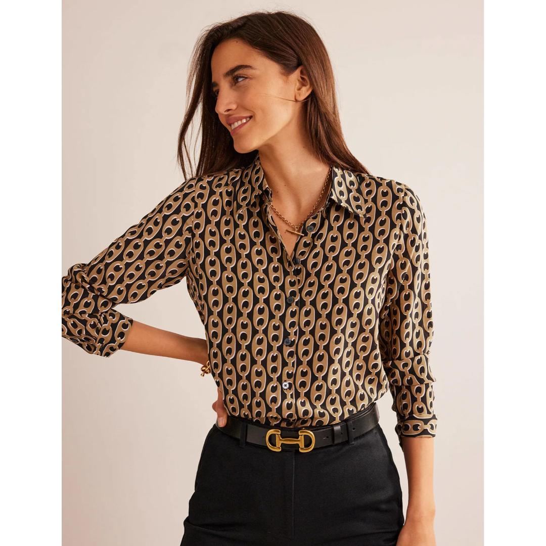 Coffee Color Printed Women Shirt