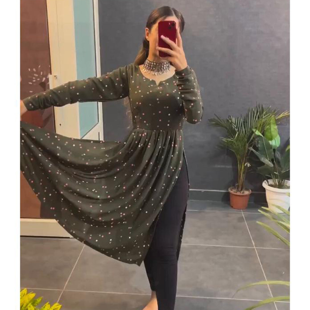 Olive Green Nyra Cut Kurti