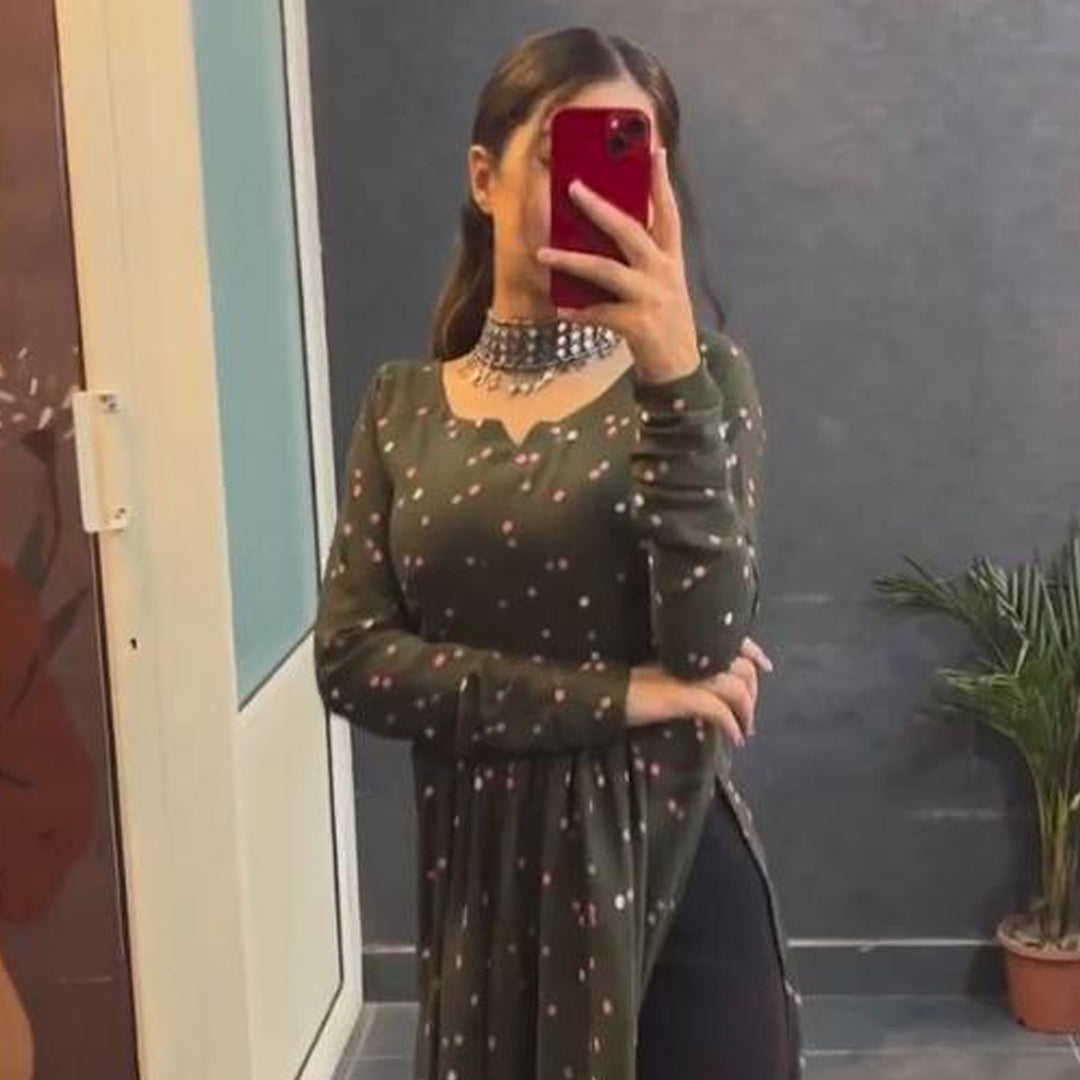 Olive Green Nyra Cut Kurti