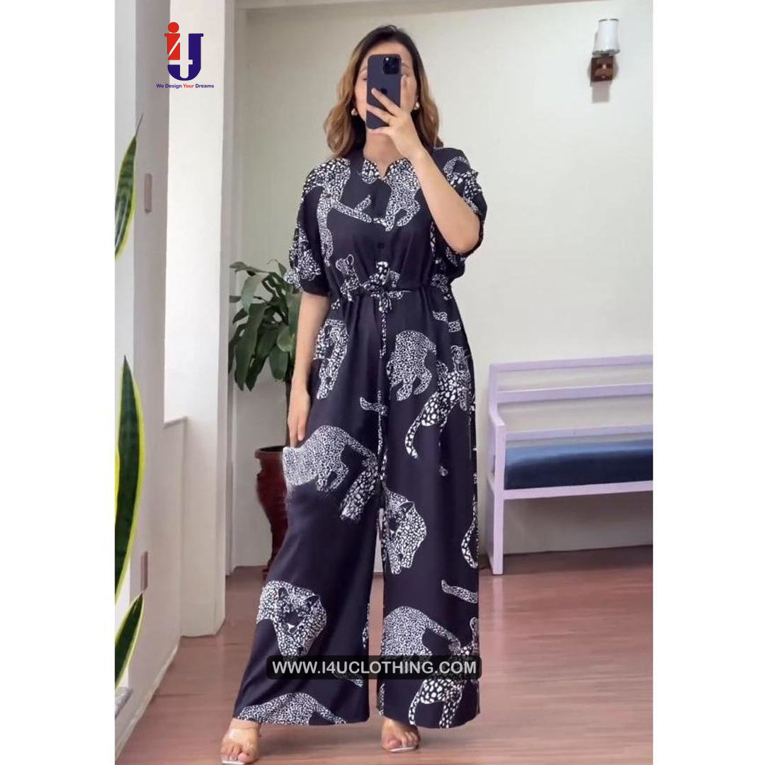 Black Leopard Printed Jumpsuit