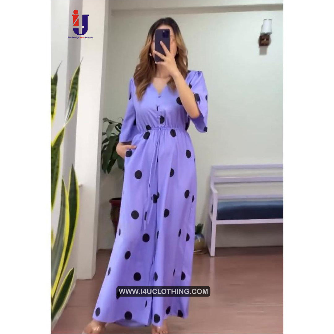Lavender Polka Printed Jumpsuit