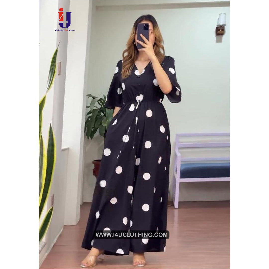 Black Polka Printed Jumpsuit