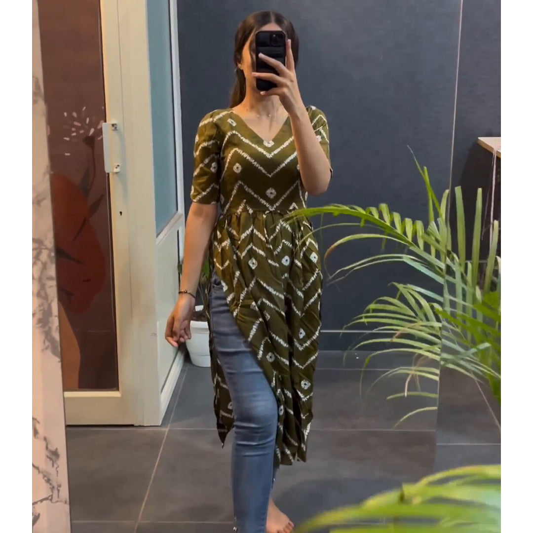 Juniper Green Printed Nyra Cut Kurtis