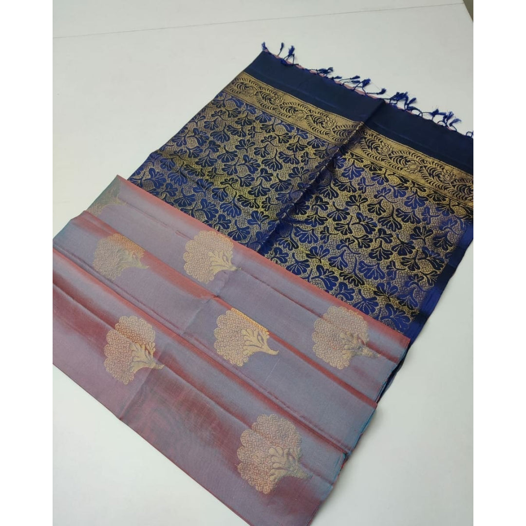 Steel Grey Printed Soft Silk Saree