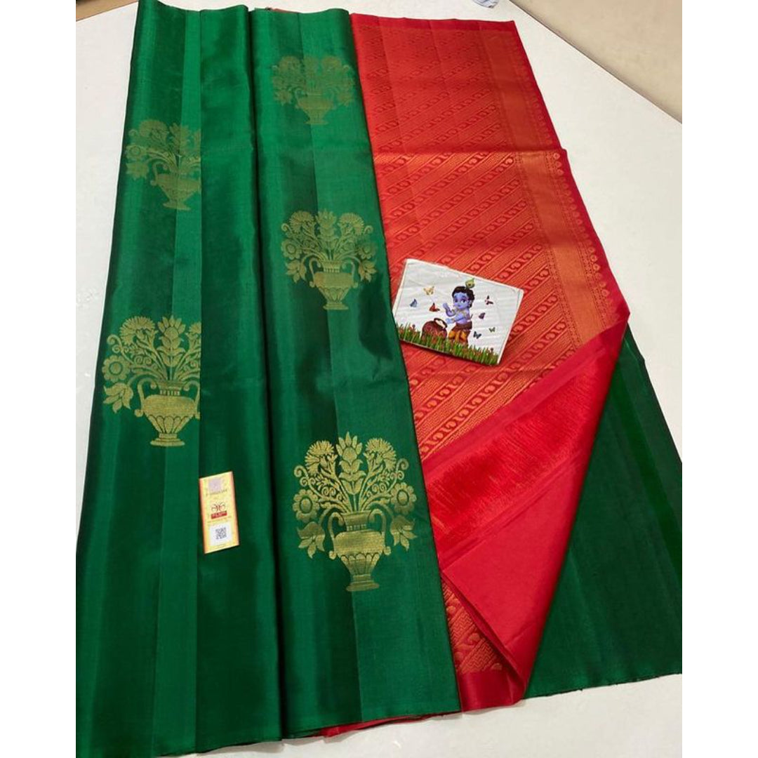 Light Green Designer Soft Silk Saree