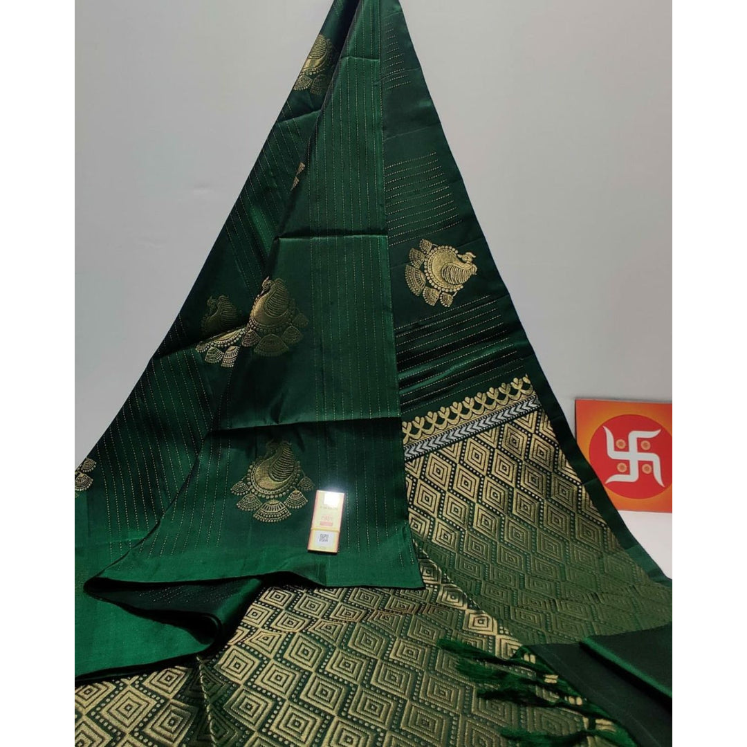 Forest Green Designer Silk Saree