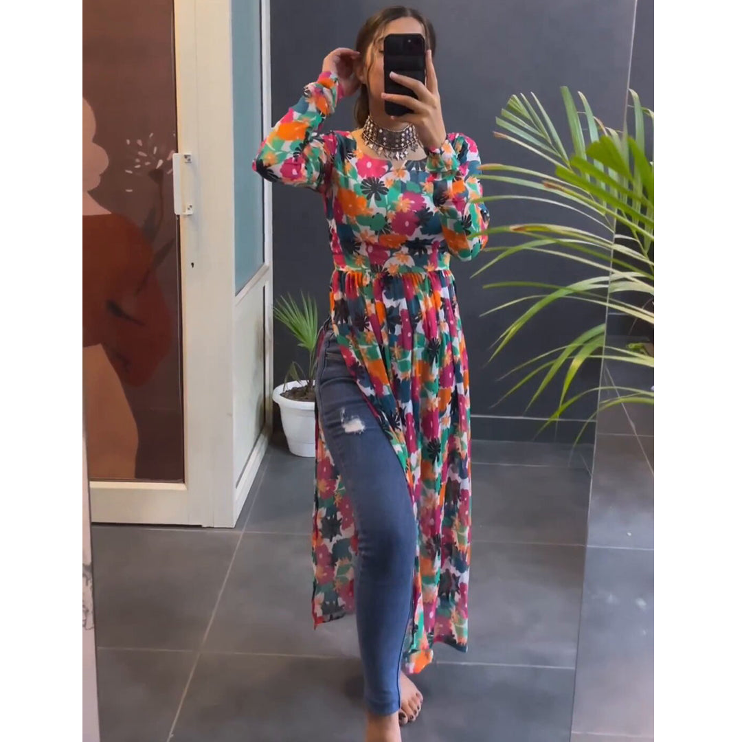 New Multi Color Floral Printed Nyra Cut Kurtis