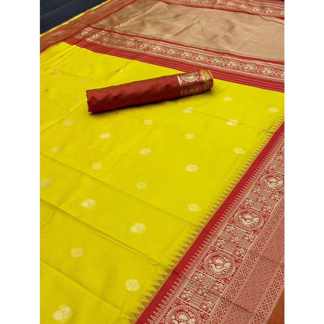 Yellow Wedding Silk Saree