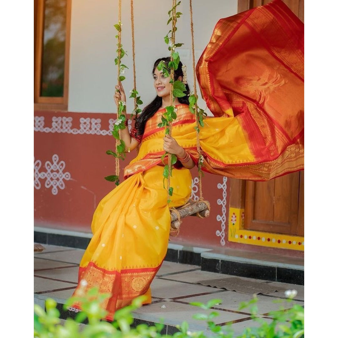 Yellow Wedding Silk Saree