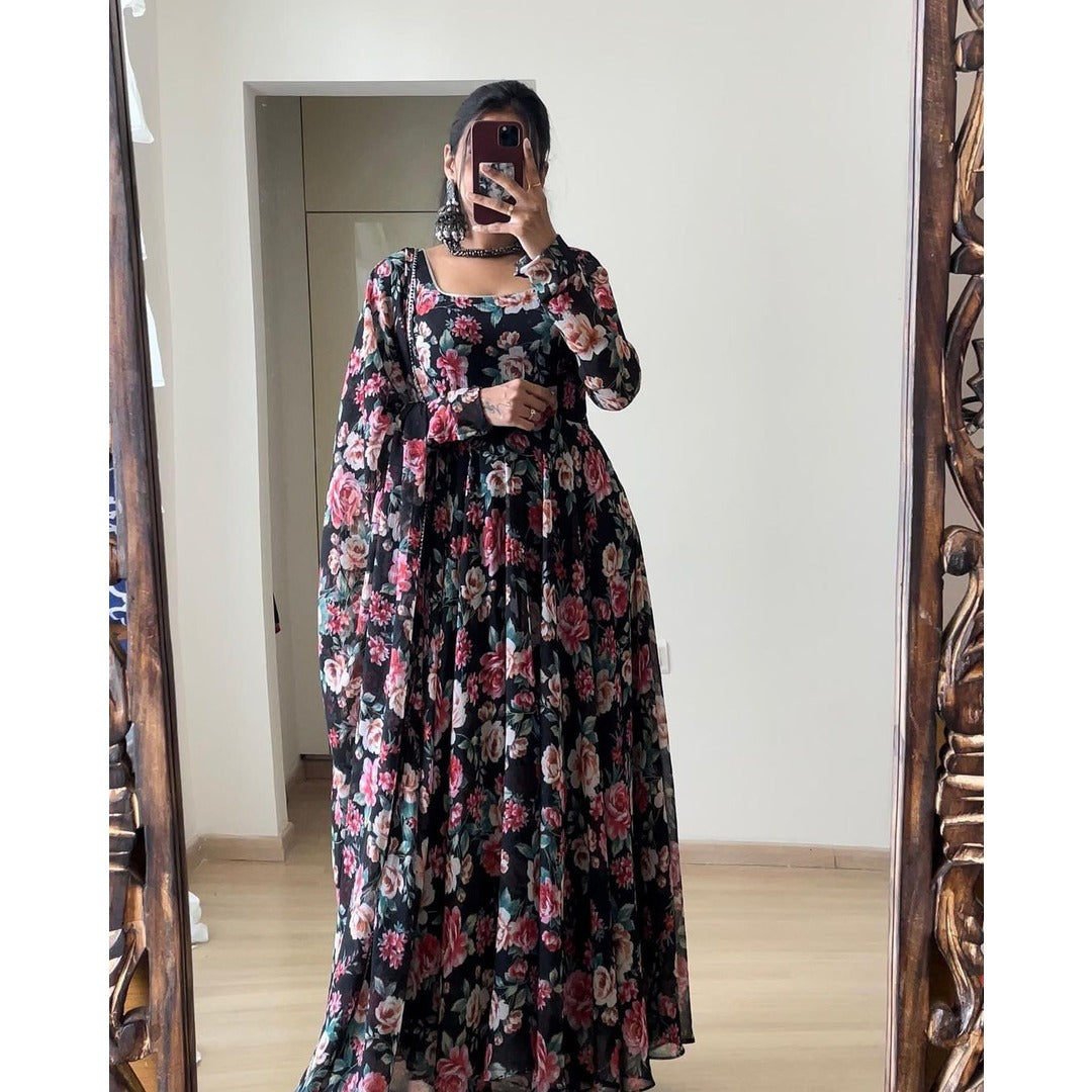 Black floral sale kurtis