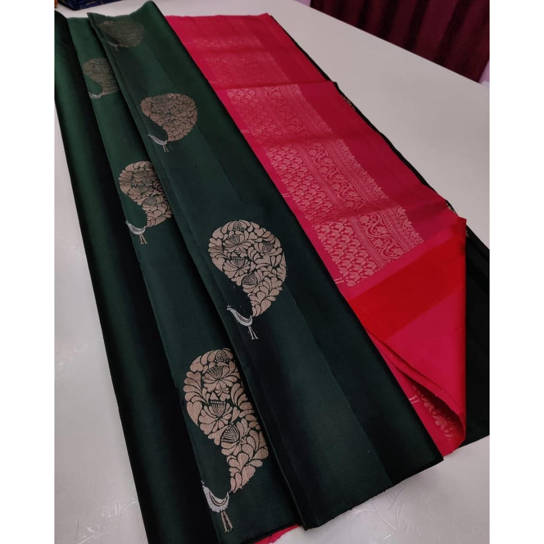 Green And Pink Silk Saree