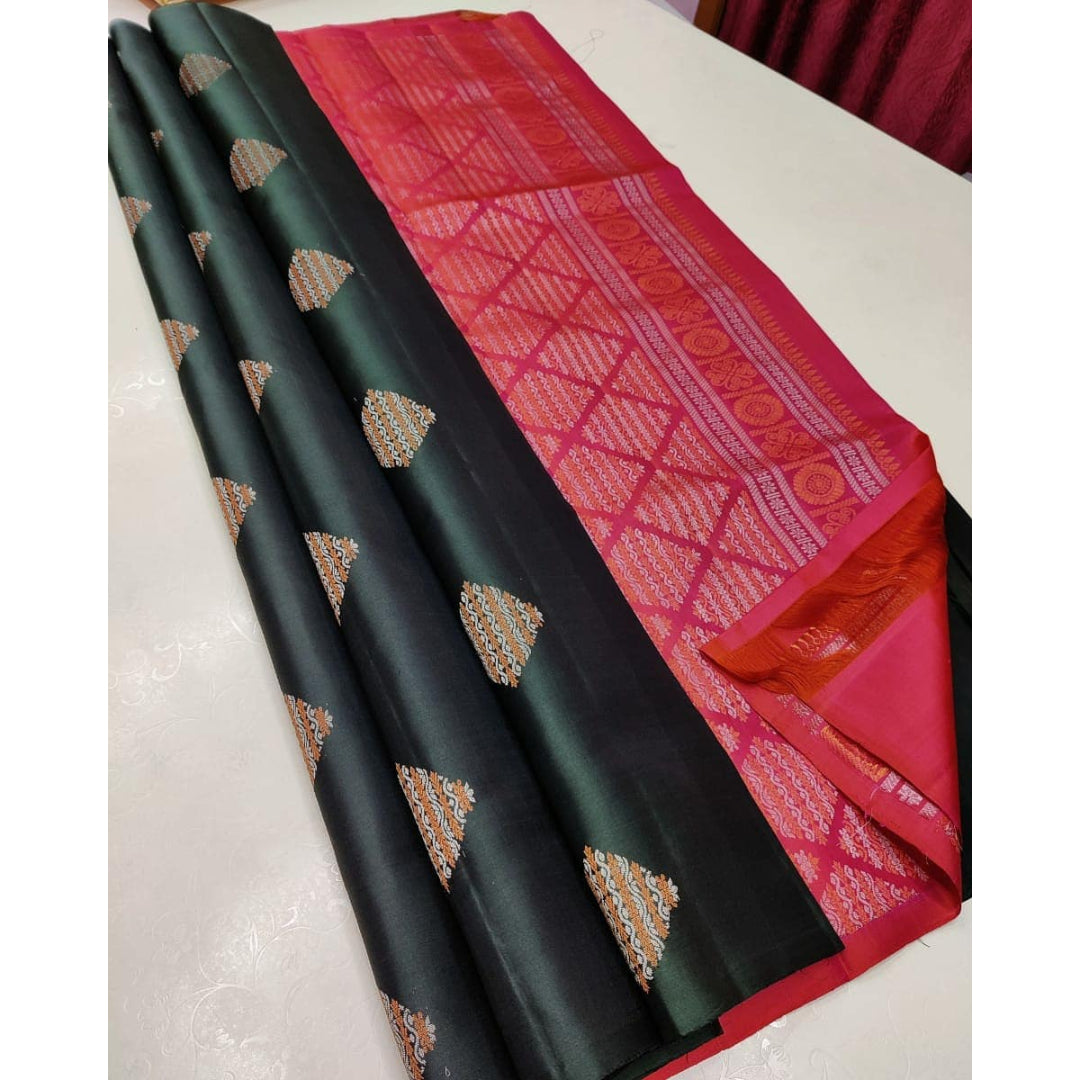 Dark Green Designer Soft Silk Saree
