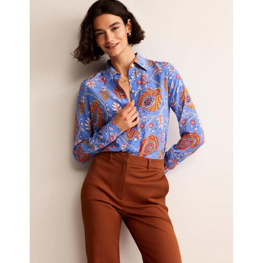 Blue Floral Printed Women Shirt