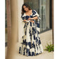 White Galaxy Designer Printed Maxi Dress