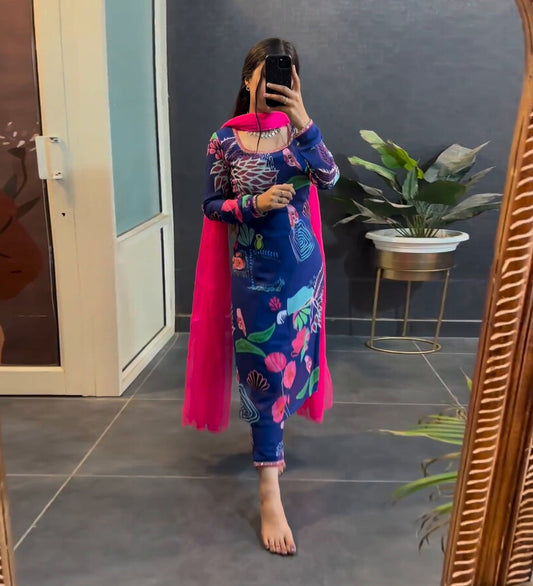 Royal Biba Printed Georgette Kurti Set