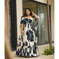 White Galaxy Designer Printed Maxi Dress