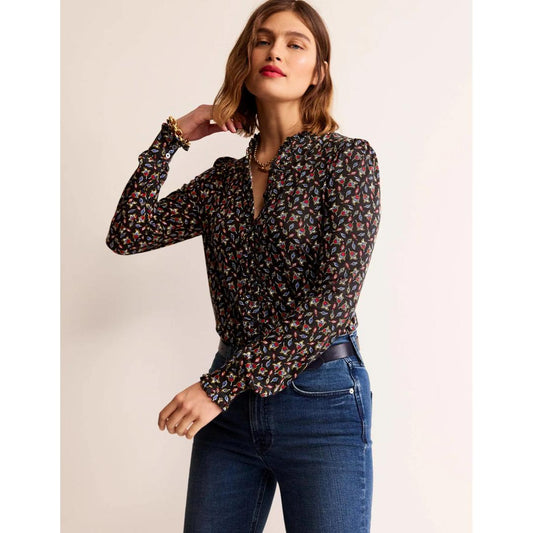 Black And Red Printed Women Shirt