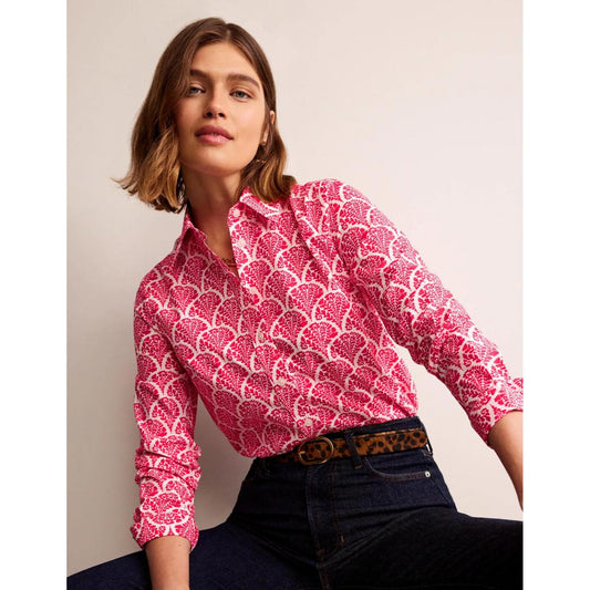 Pink And White Printed Women Shirt