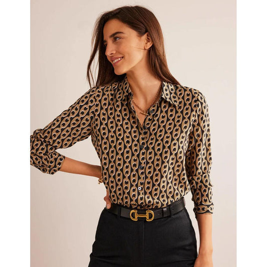 Coffee Color Printed Women Shirt