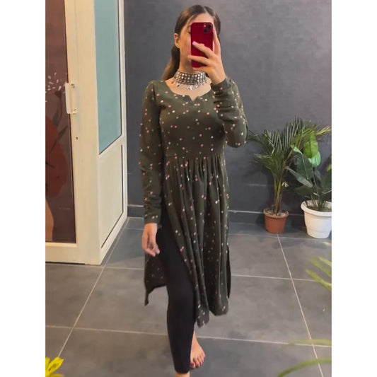 Olive Green Nyra Cut Kurti