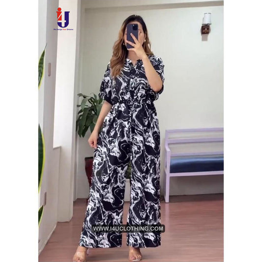 Black And White Printed Jumpsuit