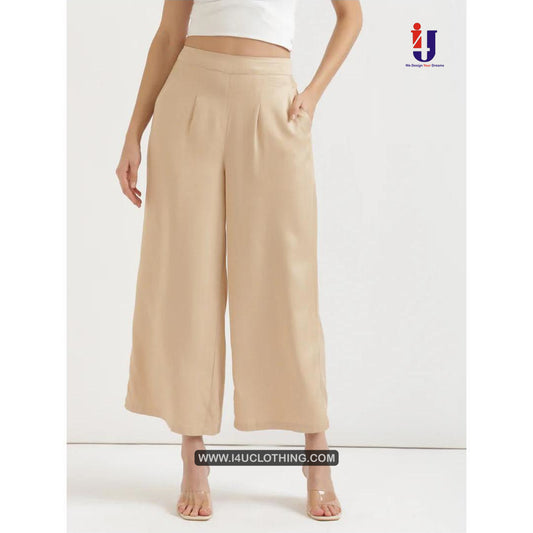 Beige Daily Wear Viscose Palazzo Pant