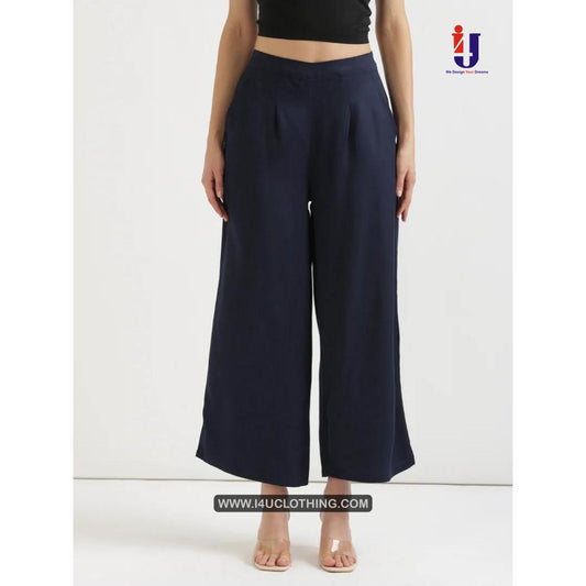 Navy Blue Daily Wear Viscose Palazzo Pant