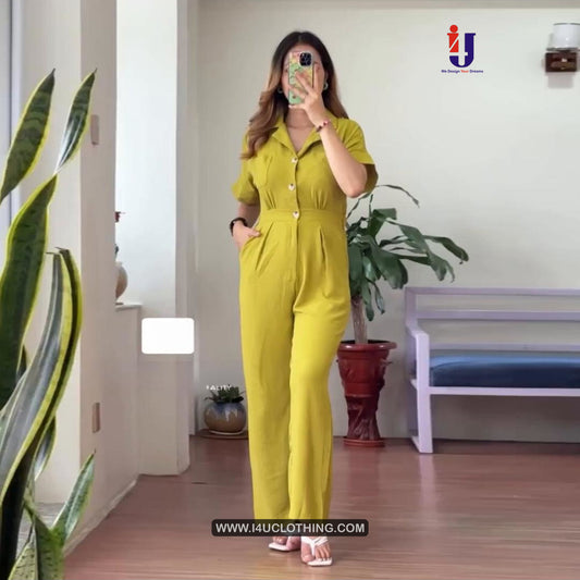 Mustard Plain Designer Rayon Jumpsuit