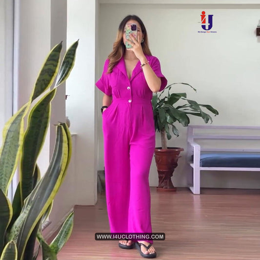 Rani Pink Plain Designer Rayon Jumpsuit