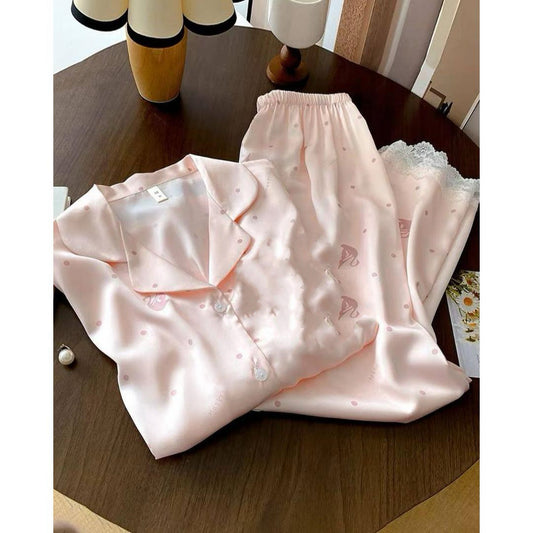 Pastel Pink Printed Shirt Pyjama Set
