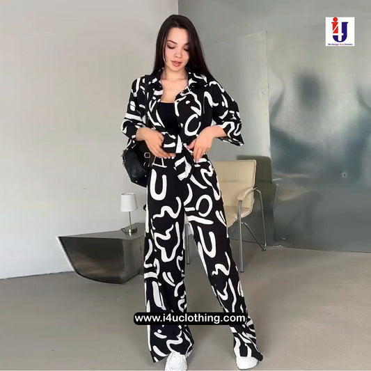 Black And White Graphic Printed Co-ord Set