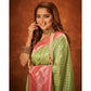 Light Green And Pink Color Printed Designer Silk Saree With Blouse For Woman