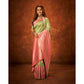 Light Green And Pink Color Printed Designer Silk Saree With Blouse For Woman
