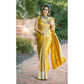 Lime Yellow Printed Designer Silk Saree With Blouse For Woman