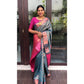 Sky Blue And Pink Silk Saree With Golden Zari