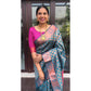 Sky Blue And Pink Silk Saree With Golden Zari